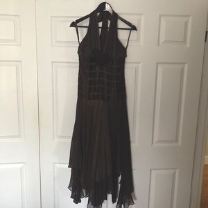 BCBG chocolate satin dress. Classic style. Flowy.